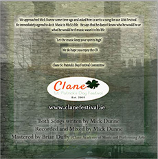 Clane Festival CD 2016 Back