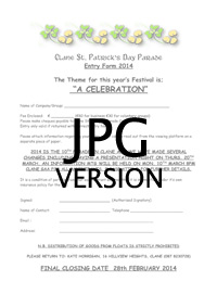 Download the Clane St. Patrick's Day Parade Entry Form 2014 (Jpg, 293k)