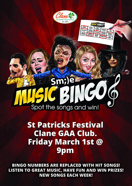 Clane Festival Smile Music Bingo Poster 2019