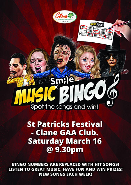 Clane Festival Smile Music Bingo Poster 16 March 2019