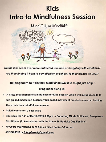 Kids Mindfulness Session 14 March 2019 in association with Clane St Patricks festival