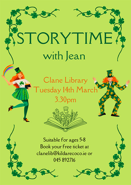 Storytime with Jean at Clane Library on 14 March 2023