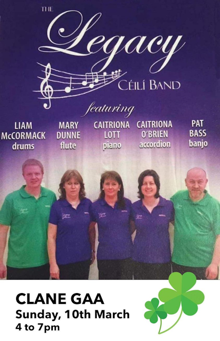 Legacy Ceili Band Poster Clane GAA Sunday 10 March 